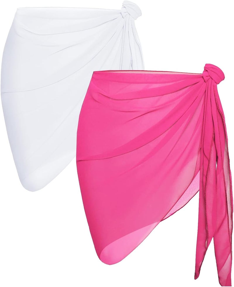 2 Pieces Women Beach Sarong Bathing Suit Wrap Skirt Sheer Bikini Swimsuit Cover Ups for Swimwear